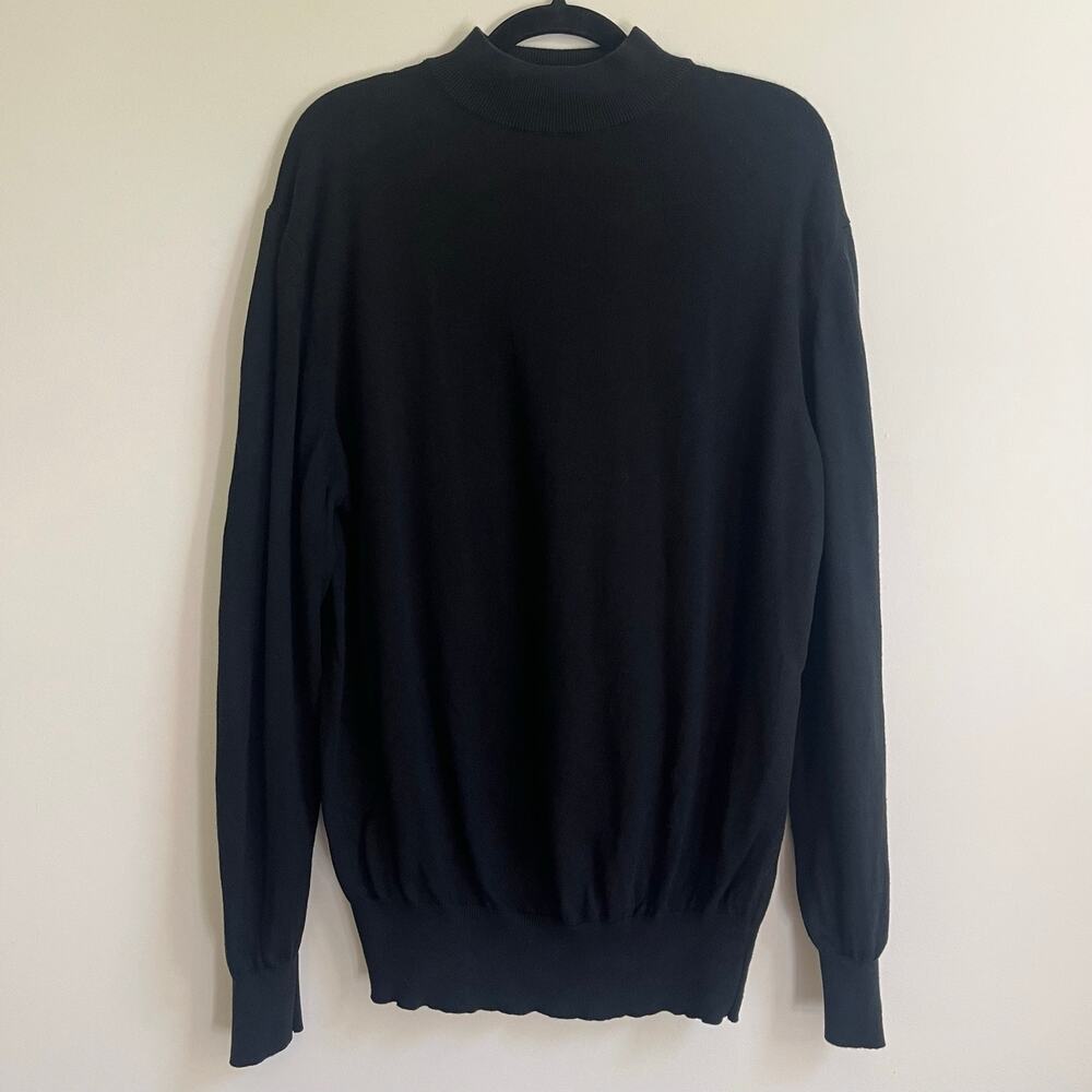 Pronto Uomo Men's Mock Neck Black Sweater Cotton Blend Made In Italy Sz M VTG